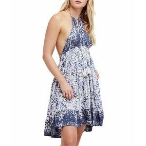 Free People Beach Day Halter Open Back Short Dress in Ivory Size Medium NWT